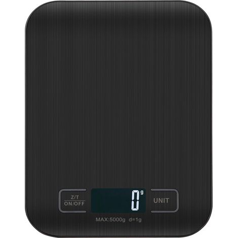 Balance de cuisine électronique - Mesure précise, écran LCD, capacité maximale 5 kg, noire-AquaForge (1/5)