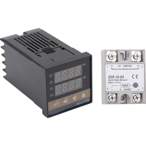 Kit thermostat numérique PID étanche haute précision à réponse rapide professionnel REX C100, contrôleur de température pour exploitation agricole 25 A (1/5)
