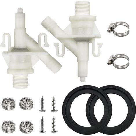 2-Wasserventil-Kit 385311641 für Toiletten der Serien Dometic 300, 301, 310, 311, 320, 321, auslaufsicher, mit 2 Spüldichtungen, müheloses Installationskit für die Fußpedalspülung