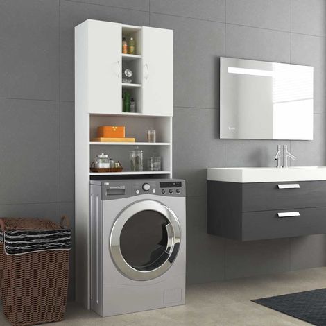 Meuble pour machine à laver Blanc 64x25,5x190 cm (1/5)