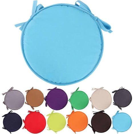 Coussin rond pour chaise d'extérieur, pour jardin, terrasse ou maison - Diamètre 30 cm, bleu, 1 pièce (1/5)