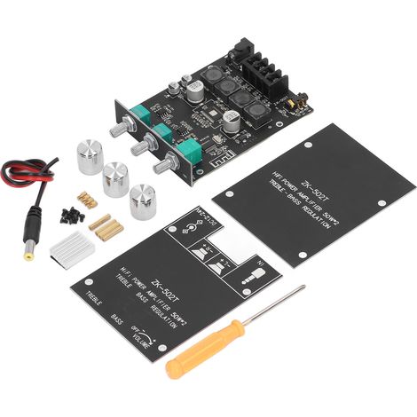 Carte d'amplificateur numérique Bluetooth stéréo Hi-Fi 2.0 ZK-502T pour haut-parleurs - Amplification audio avec filtrage (1/5)