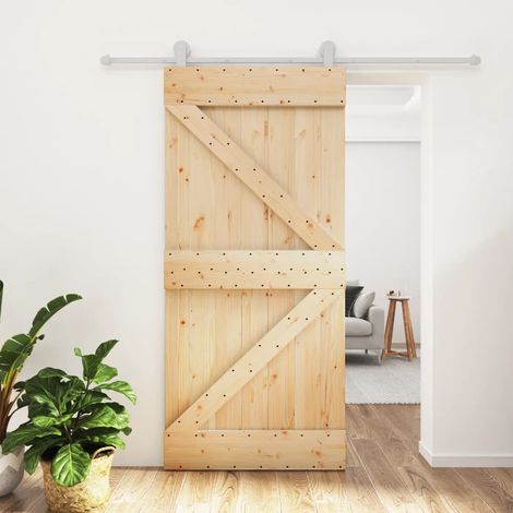 Puerta corredera con herrajes madera maciza de pino 95x210 cm vidaXL (1/5)