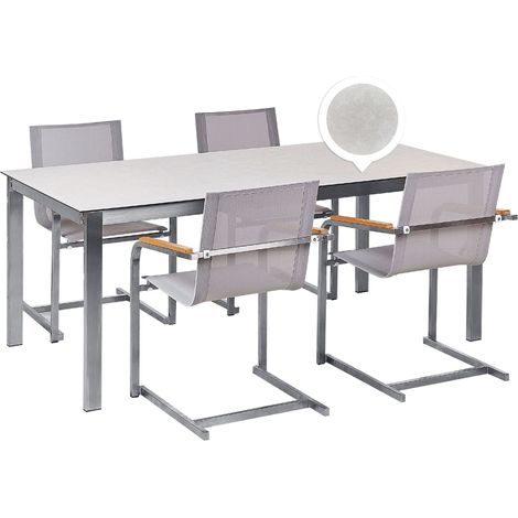 Gartenmöbel Set 4-Sitzer COSOLETO Weiß Sicherheitsglas (1/5)