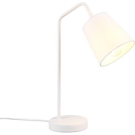 Lampada da tavolo, metallo, bianco opaco, 14x45x30 cm, Buddy (1/5)