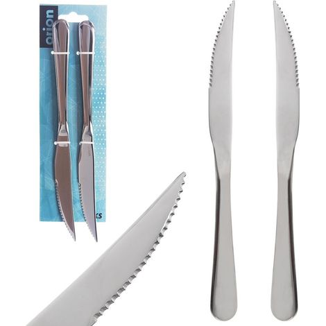 Coltelli per bistecche, hamburger, pizza, carne, posate in acciaio, 2 pezzi, coltello ORION 831172 (1/5)