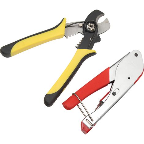 RG59/RG6 Koaxialkabel-Crimpwerkzeug-Set mit Abisolierzange, Schraubendreher-Set und Kompressionsverbinder (1/5)