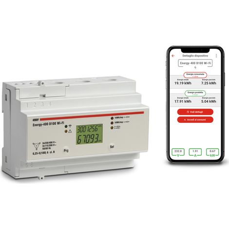 Compteur d’Énergie Électrique WiFi Triphasé Mesure Consommation Électrique avec APP Courant Max 100A Installation sur Rail DIN Vemer VE799300
