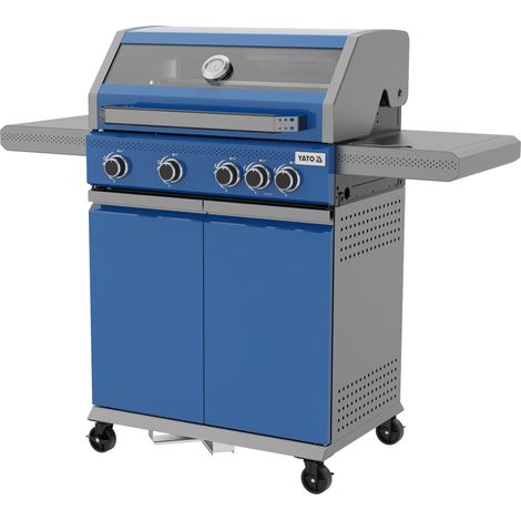 Barbecue à gaz 14,5 kW, 4+1 brûleurs, 138 x 58 x 118 cm, avec fenêtre de visualisation