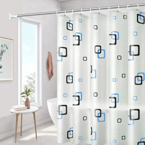 Rideau de Douche Décoratif Motif Océan Géométrique - Tissu Imperméable Abstrait Plage - pour Salle de Bain - 152x178cm (60"x70") (1/5)
