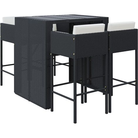 Maison Exclusive - Ensemble de bar de jardin 5 pcs avec coussins noir poly rotin (1/5)
