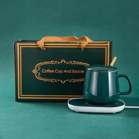 Ensemble chauffe-tasse et chauffe-tasse à température constante et uniforme. Chauffe-tasse en céramique raffinée. Plaque chauffante. (1/5)