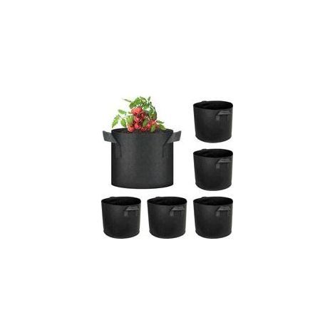 Sacs de Plantation, Lot de 6 Sac à Plantes 30L en Non Tissé Pots pour Tomates, Fraises, Poivrons, Carottes - 7 Gallons Noirs (1/5)