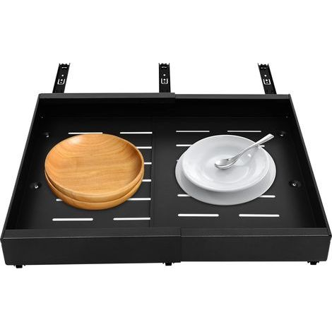 Tiroir télescopique, tiroir d'armoire extensible, longueur du produit réglable (32 à 52 cm), pour la maison, la cuisine, la salle de bain, le salon (1/5)