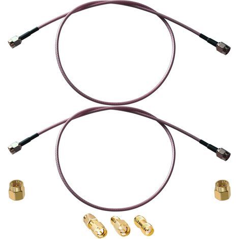 2 Pièces Câble d'extension SMA Antenne Mâle à Mâle Câble Coaxial RG316 50cm pour 4G Pi 2.4 GHz WiFi Wirelesse Routeur CB Radio+3 Pièces Adaptateurs SMA Kits (1/5)