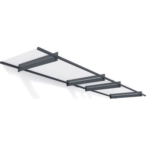 Palram - Canopia – Auvent de porte Nancy 411 x 94 cm gris – Structure en aluminium et acier galvanisé – Panneaux acryliques 4 mm – Résistant aux intempéries