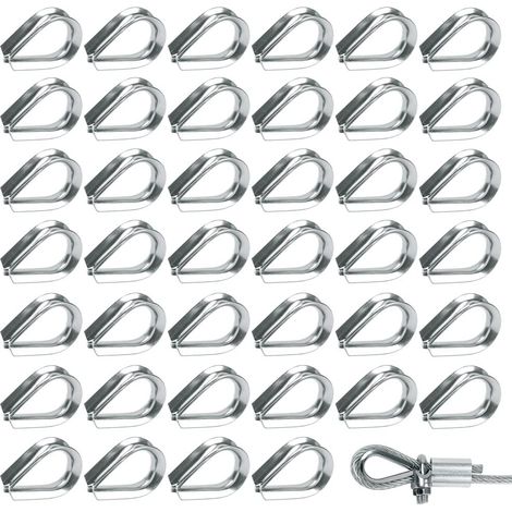 50 pezzi M2 occhielli per funi metalliche in acciaio inox 304, occhielli a forma di cuore per funi metalliche da 2 mm