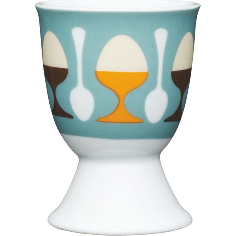 Kitchen Craft Retro diseño huevera, porcelana, azul, 9 x 12 x 16 cm