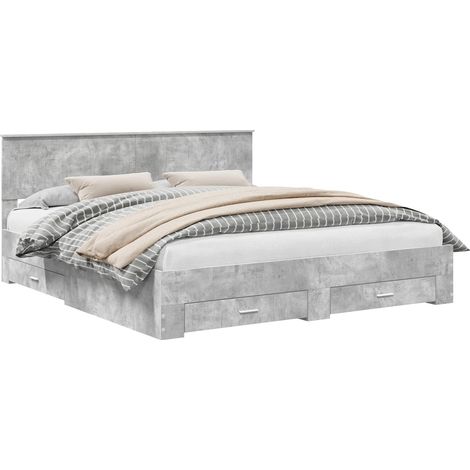 Maison Exclusive - Bettrahmen mit Kopfteil Beton Grau 180 x 200 c