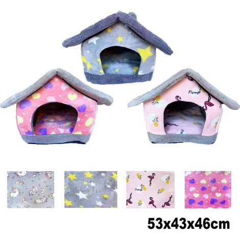 TRADE SHOP - Cuccia Morbida A Forma Di Casetta Per Cane Gatto Animali 53x43x46cm Tg. Grande -