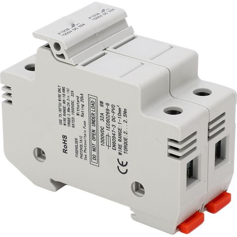 Mini-2-poliger Sicherungshalter, 32A 1000VDC Kurzschlussschutz, Gehäuse für Photovoltaikanlagen, industrieller Sicherungshalter. (1/5)