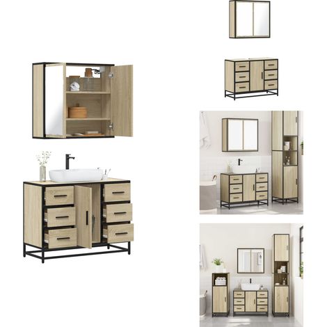 2-tlg. Badmöbel-Set Sonoma-Eiche Holzwerkstoff - Badmöbel Set - Badmöbel Sets - Badezimmermöbel-Set - Badezimmerschrank (1/5)