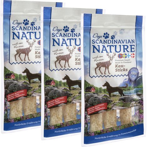 Scandinavian Nature Dogs mit Rentier, 3x 45 g - Kausticks für Hunde