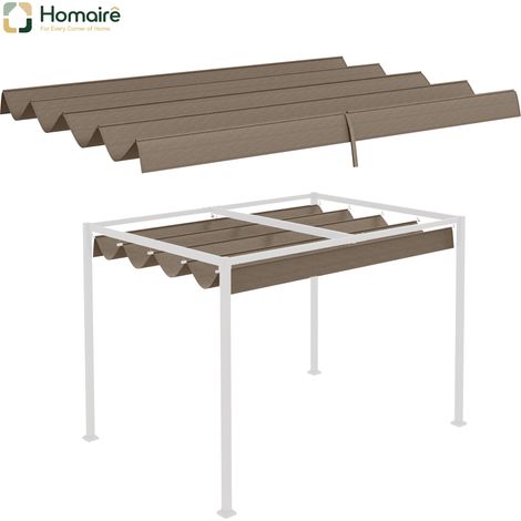 HOMAIRE Ersatzdach wasserabweisend einziehbar für Pergola 2,85x2m avec UV-Schutz 30+ et drainage, winterfest pour jardin, balcon, terrasse