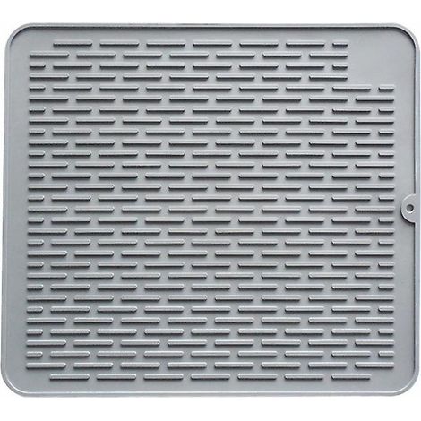 4540 cm (grau) Große Silikon-Abtropfmatte mit Schwamm, Silikon-Spülbürste, Abtropfmatte, Untersetzer, Zubehör (1/5)