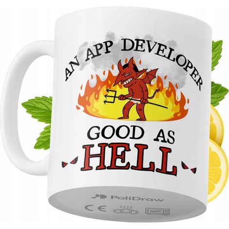 Lustige Kaffeetasse mit witzigem Textdesign für App-Entwickler – ideal für Geburtstage, Namenstage und Feiertage. Hochwertige Tasse für besondere Anlässe im Homeoffice oder Büro. Farbe: Weiß, 330 ml.