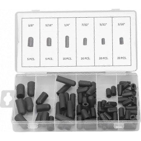80-teiliges Set schwarzer Gummistopfen, universelles Schutzset für Löcher und Schrauben, Sortiment an Schutzkappen (1/5)