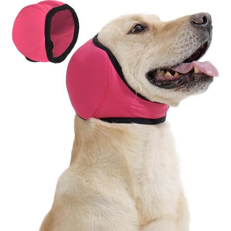 Sweat à capuche apaisant pour chiens, bonnet de bain imperméable pour soulager l'anxiété, suppression du bruit, protection des oreilles pour hématome, feux d'artifice, bain (taille S, rose rouge)