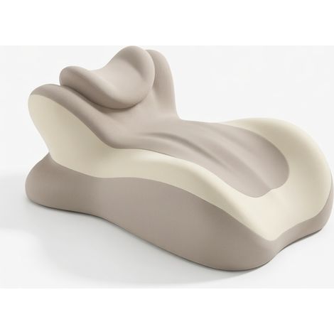 Oreiller ventral gris beige mousse mémoire avec petit oreiller (1/5)