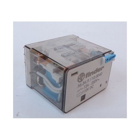 Relais de puissance 4RT 12A 110V DC bouton test + indicateur mécanique FINDER 563491100040