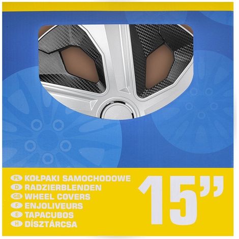 Set di copricerchi da 15 pollici in carbonio argentonero 4 pezzi