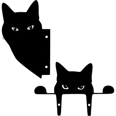 Décorations de jardin en métal représentant des chats noirs, style champêtre, pour la maison ou la cour. Idéal comme cadeau pour les amoureux des chats. Ensemble de 2 silhouettes d'animaux.
