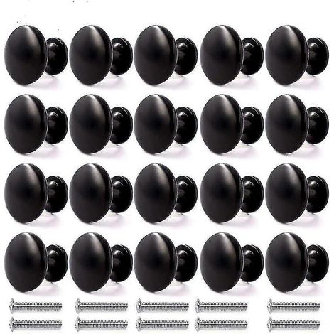 Lot de 20 boutons de porte et de tiroir de 30 mm, style vintage, pour meubles et armoires (noirs) (1/5)