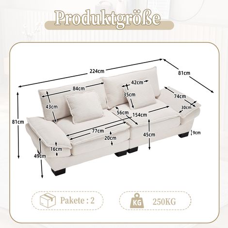 Un canapé double moderne et simple avec un lit en plumes,un oreiller qui est pratique,mais spacieux et spacieux dans le salon/chambre/bureau,beige (1/5)