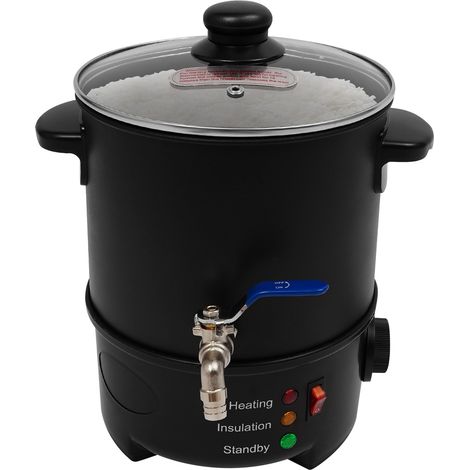 Fonte à cire électrique 600W 4L acier inoxydable - température 50-100°C - robinet - protection anti-surchauffe - pour soja, paraffine, cire d'abeille (1/5)