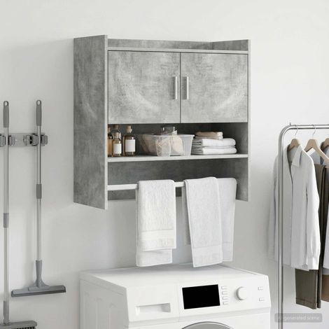 Étagère murale en bois d’ingénierie gris béton, rangement intérieur, 80 x 36 x 80 cm - PANGIVO (1/5)