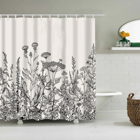 Softness of interior shower curtain with hooks 180 x 200 cm polyester printed cocoty des