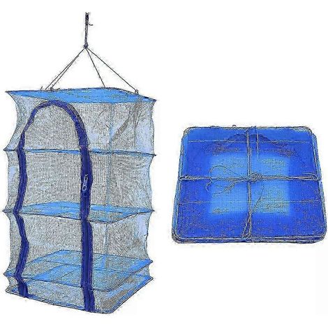Filet de séchage pour poisson pliable, séchoir à herbes à 4 niveaux, filet de séchage pour linge pliable avec fermetures éclair (1/5)
