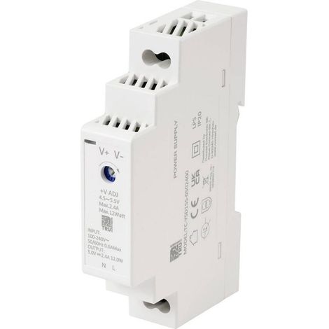 TC-13713360 Alimentation rail DIN Consommation (veille) 0.3 W 5 V/DC 2.4 A 12 W Nbr. de sorties:1 x Cont (1/4)