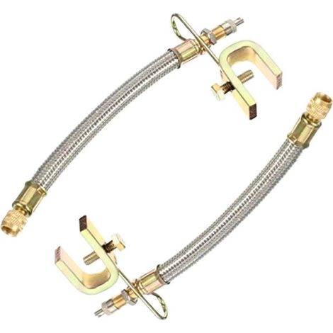 2 Pièces Extension Valve De Pneu, Rallonge De Valve pour Pneu Double, Rallonge Valve De Pneu Tressée Flexible en Acier Inoxydable, pour La Plupart des Voitures, Camions, Bus, Pneus Roue(180mm) (1/4)