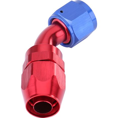 Raccord pivotant AN10 pour durite d'alimentation carburant, adaptateur pour refroidisseur d'huile, angle 45°, anodisé bleu et rouge (1/3)