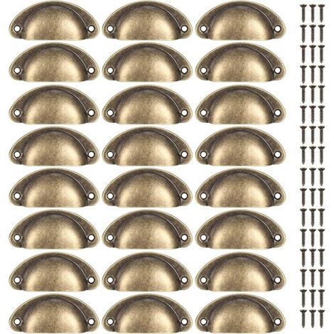 Lot de 24 poignées Shell Cup - Semi Circle Drawer - Poignées de cuisine en métal - Poignées de placard - Boutons de meubles rétro avec vis (1/3)
