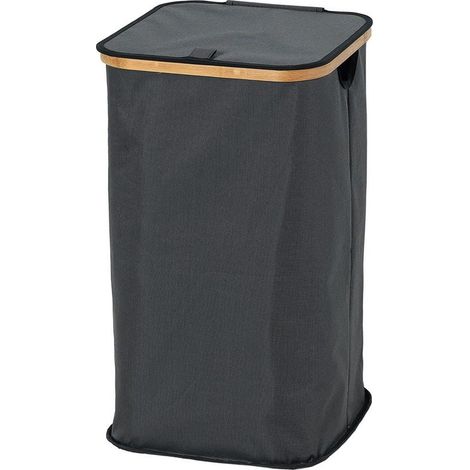 Wäschekorb aus Bambus 33,5 × 33,5 × 58,5 cm in dunkelgrau/schwarz