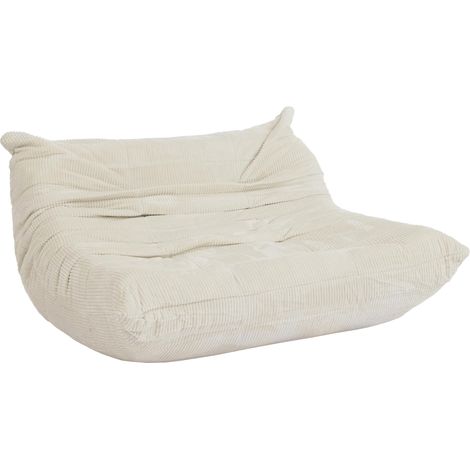 2-Sitzer Sofa HHG-927, Zweisitzer 2er-Sofa Couch Polster-/Loungesofa Stoff Cord (300g/m²) 138cm cremeweiß (1/5)