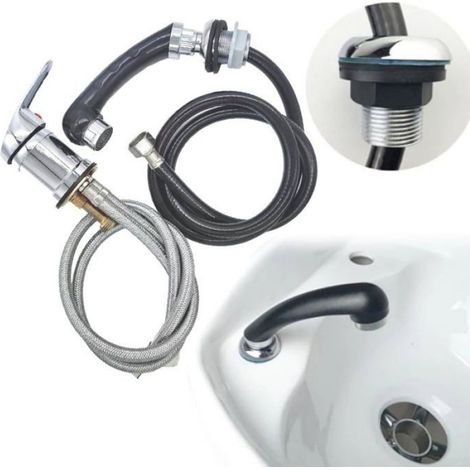 Mitigeur Tand Robinet Douche à Main Extractible 120 cm pour Salon Coiffure Lit Fauteuil Ensemble Robinet Coiffure (1/5)