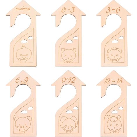 Organisateur Garde-Robe Bébé 6 Pièces en Bois Diviseurs de Placard et Cintres pour Rangement Vêtements -Né Chambre (1/5)